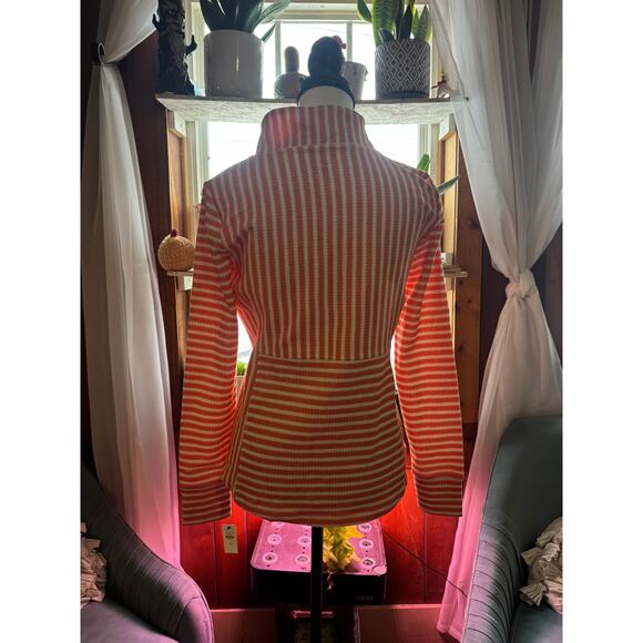 T by Talbots petite small nwt orange white stripe top long sleeve - Picture 2 of 6